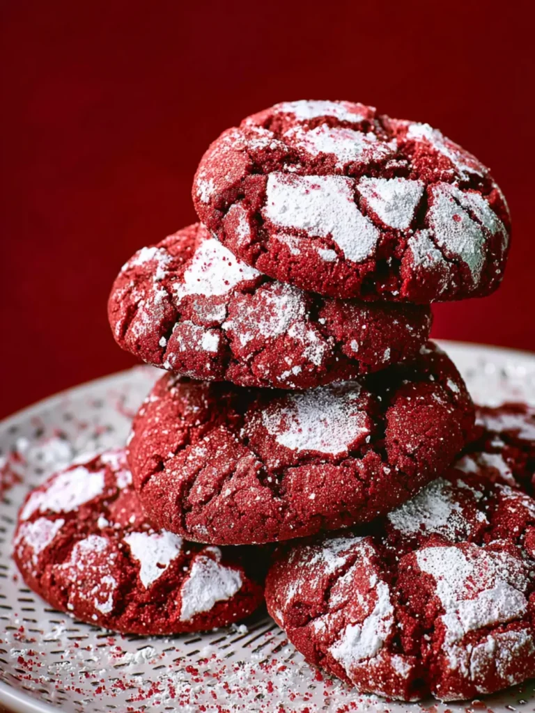 Homemade Red Velvet Crinkle Cookies First Image