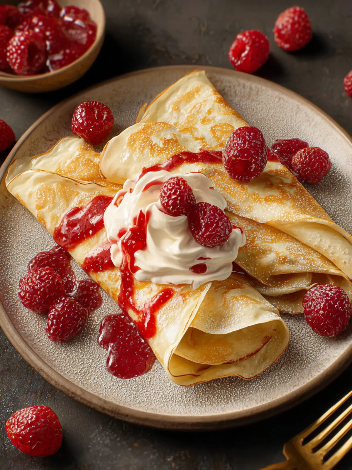 Yuzu Crepes with Raspberries First Image