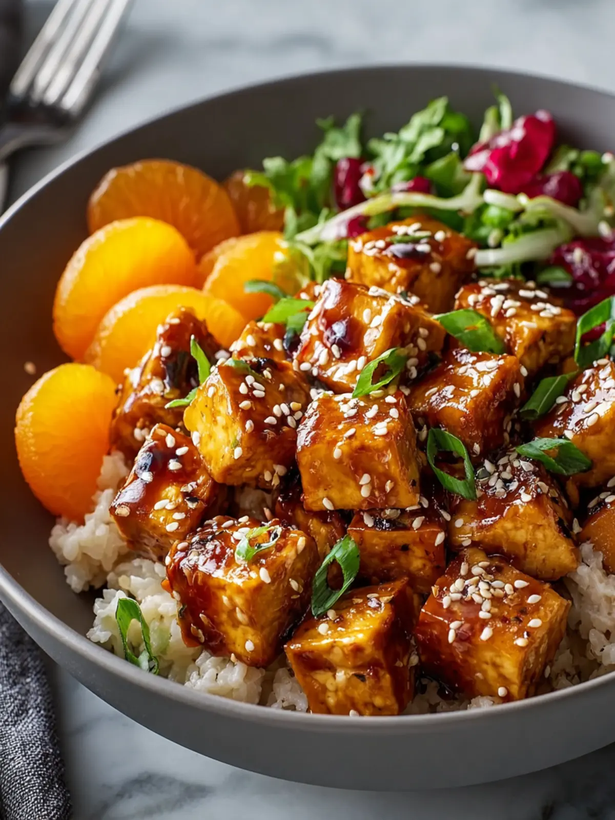 Sesame Apricot Tofu Bowl Recipe First Image