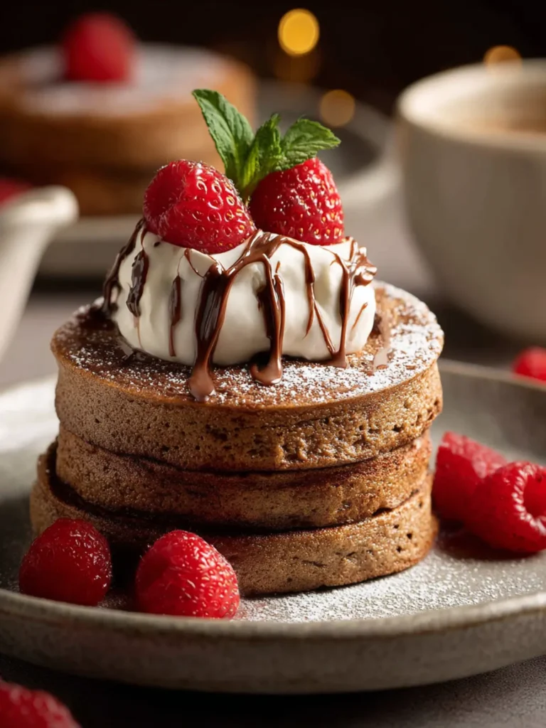 Chocolate Eggnog Souffle Pancakes First Image