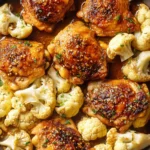 Sheet Pan Honey Garlic Baked Chicken & Cauliflower First Image