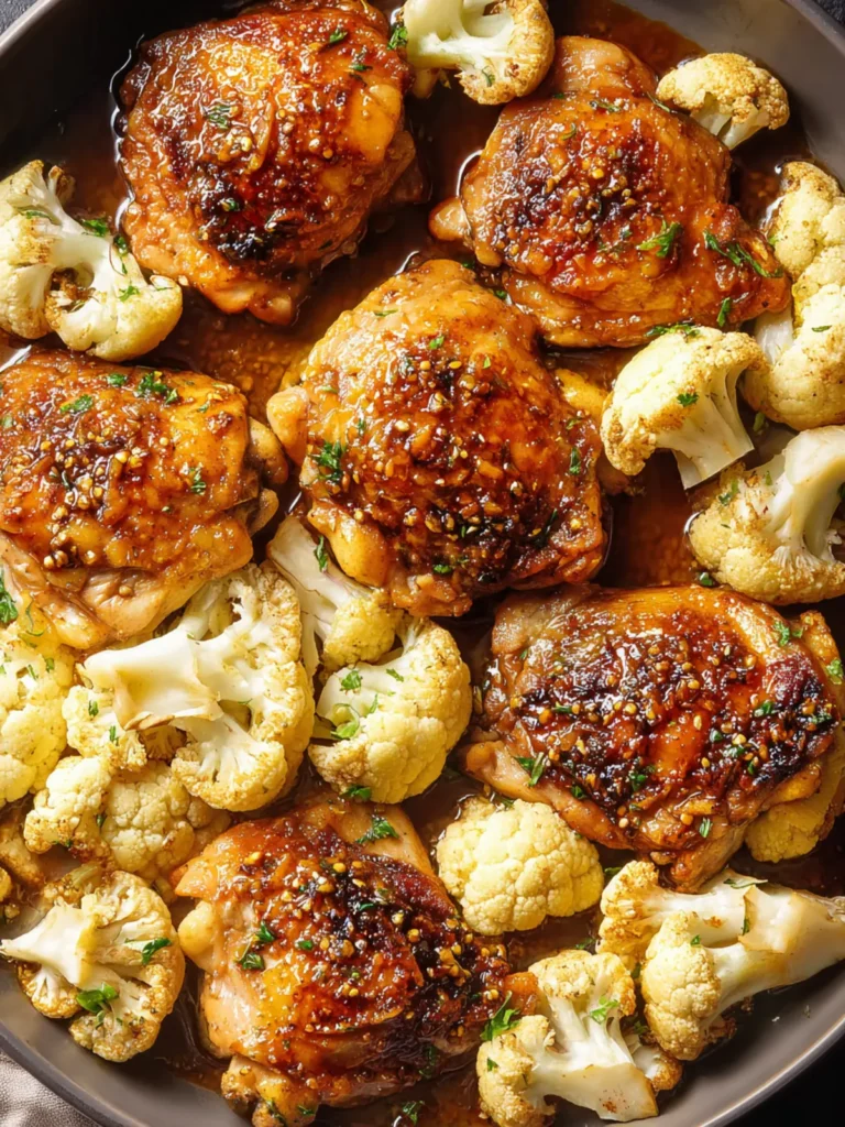 Sheet Pan Honey Garlic Baked Chicken & Cauliflower First Image