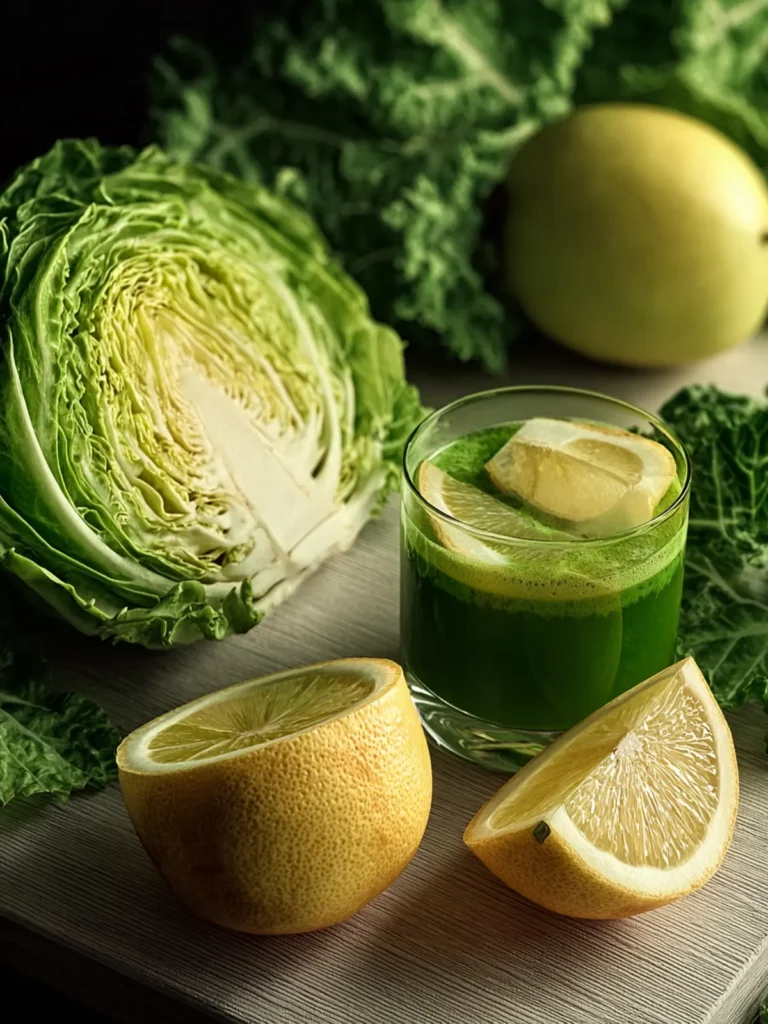 Refreshing Winter Green Juice with Cabbage, Apple & Lemon First Image