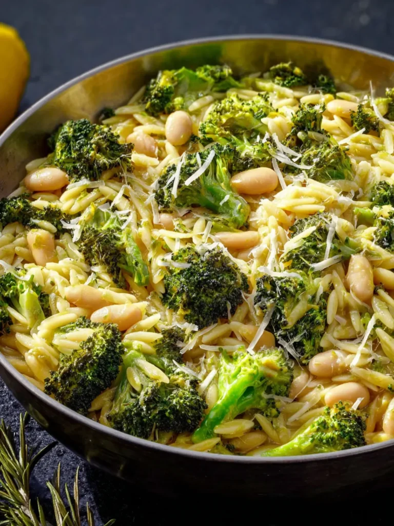 Broccoli Orzo with White Beans, Lemon and Parmesan First Image