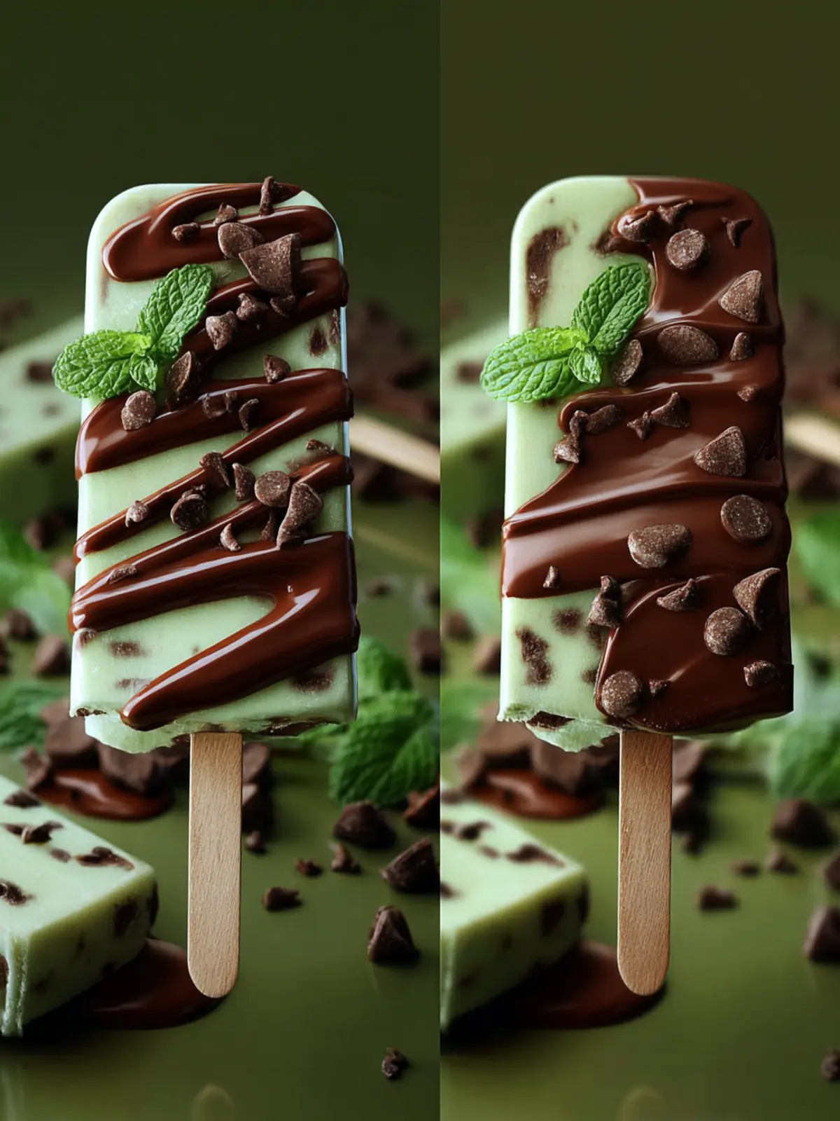 Chocolate Chip Mint Greek Yogurt Pops First Image