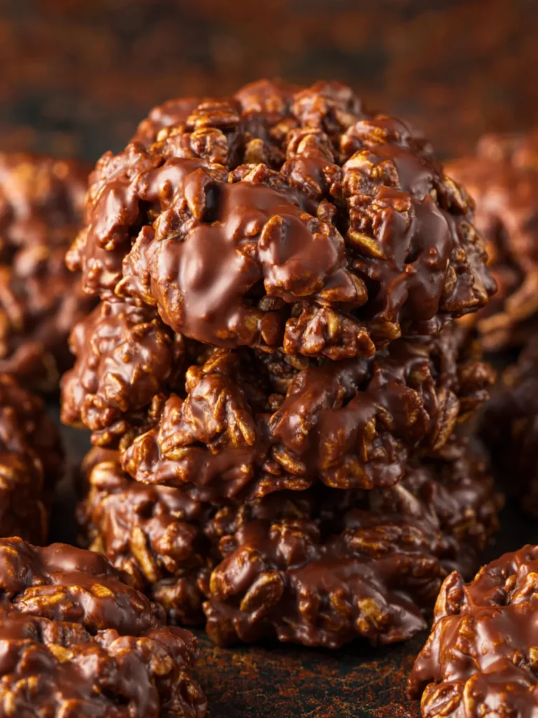 Classic No Bake Cookies (Quick Oats, Chocolate, Peanut Butter) First Image