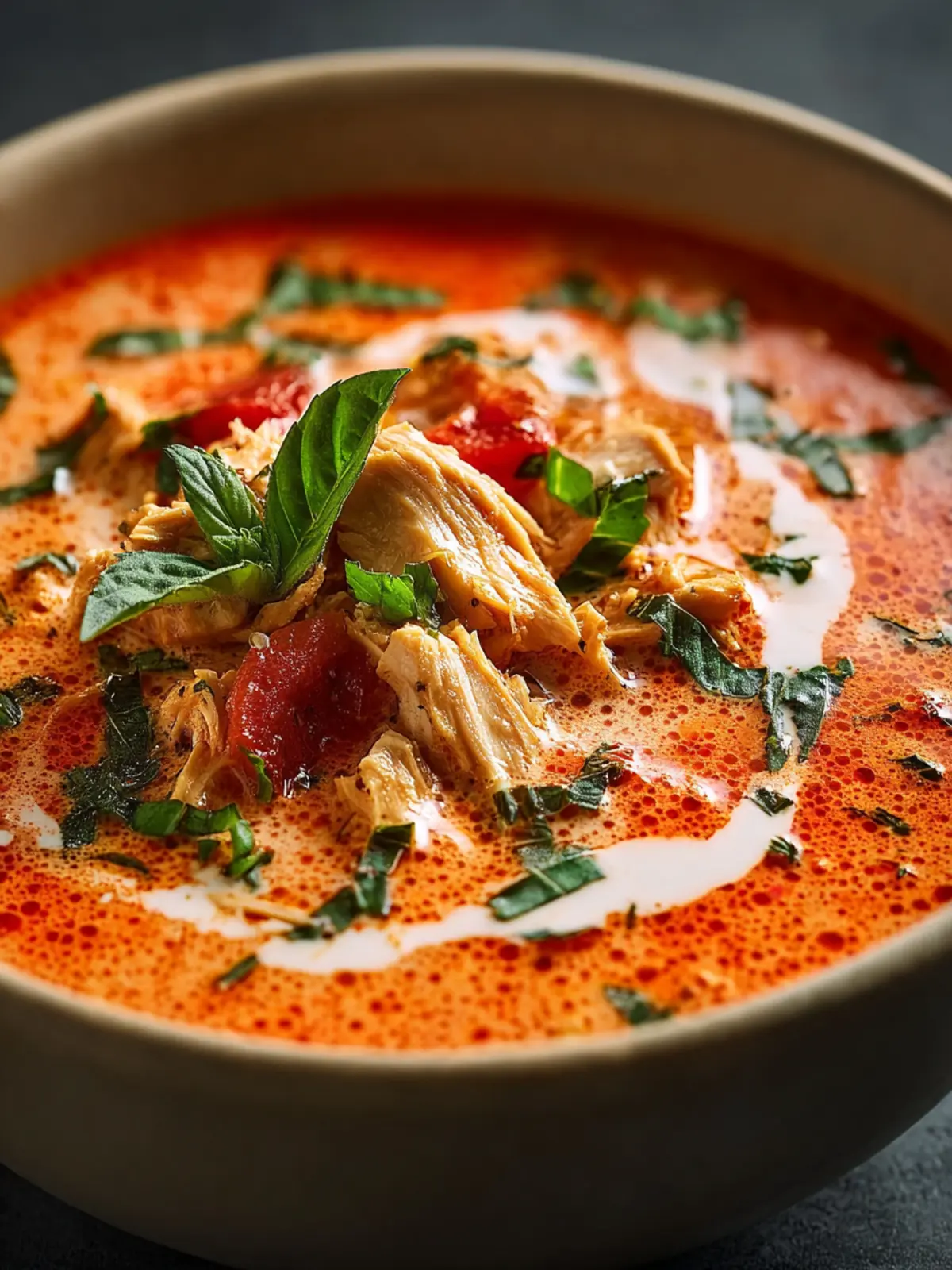 Creamy Tomato Basil Chicken Soup First Image