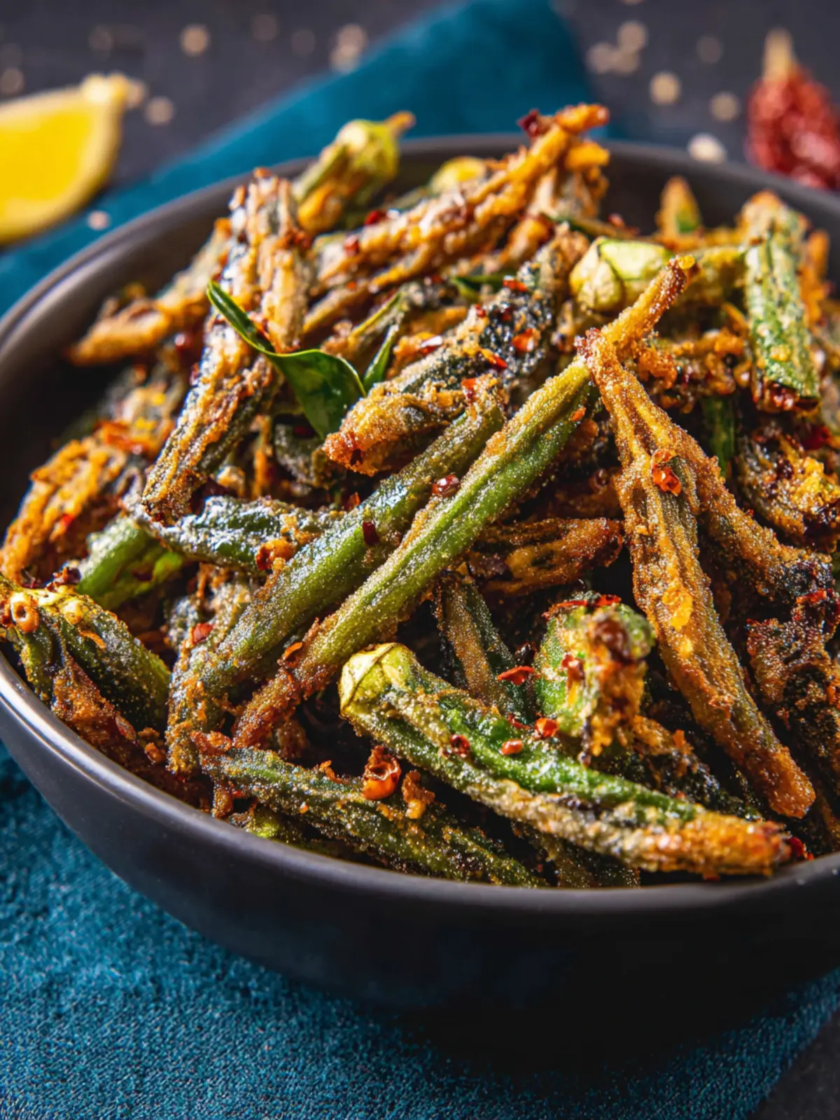 Kurkuri Bhindi Recipe (Indian Spiced Crispy Fried Okra) First Image