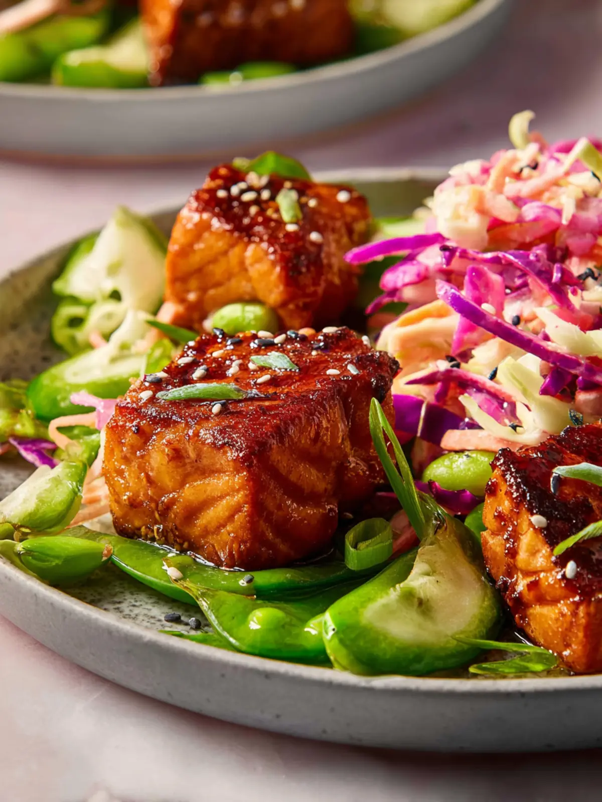 Air Fryer Salmon Bites with Snap Pea Slaw First Image